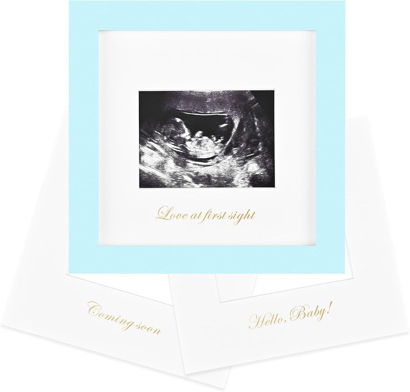 KINLINK Baby Sonogram Picture Frame, Love at First Sight Ultrasound Picture Frame, Pregnancy Gifts for Expecting Mom&Dad, Gender Reveal Party, Baby Keepsake Announcement Light Blue - Image 1